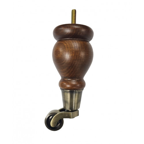 Chestnut Wooden Foot Antique Brass Castor