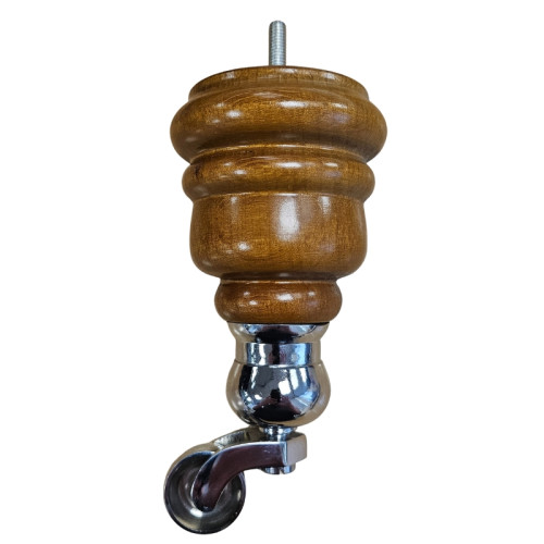 Medium Oak Chrome Castored Furniture Leg