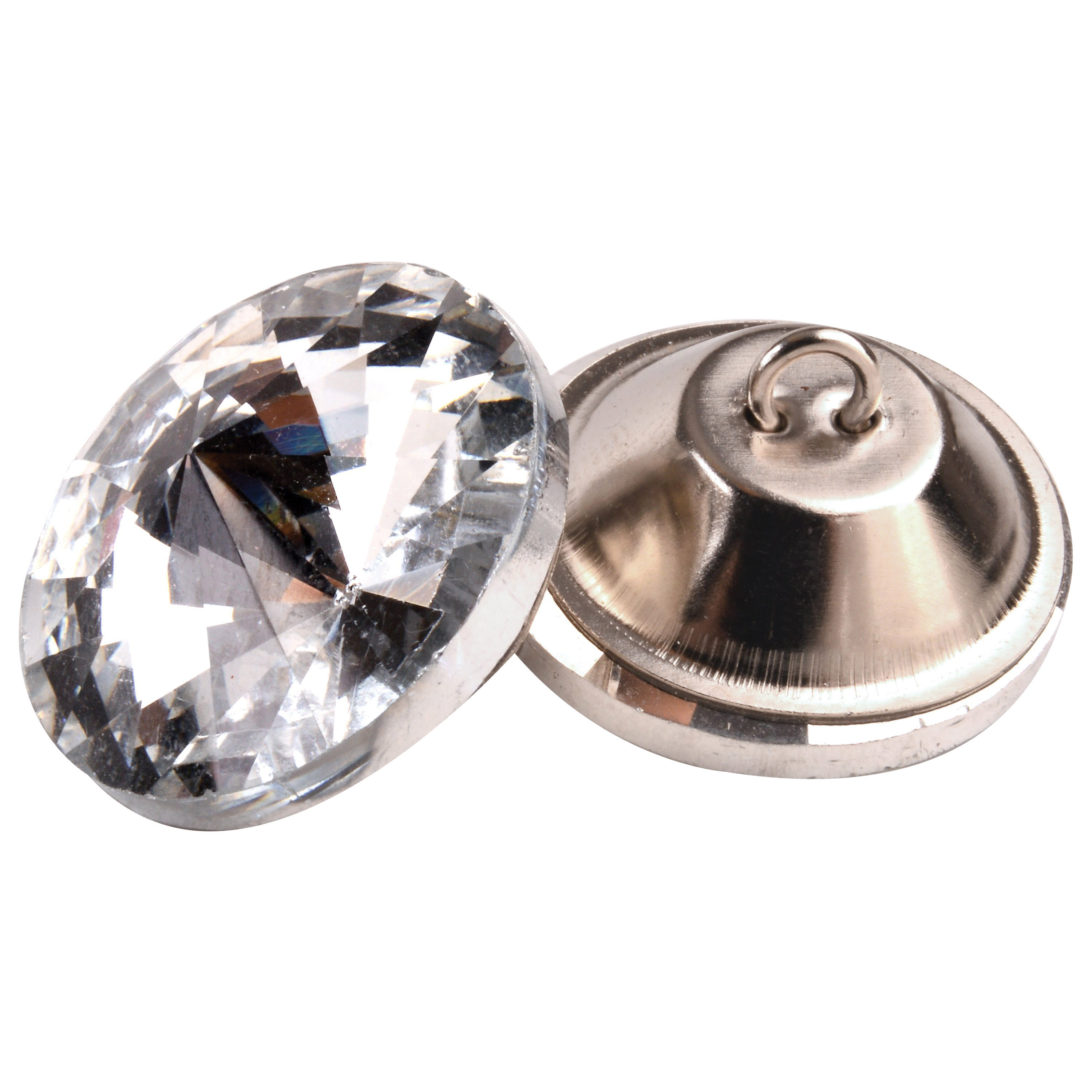 Peter Cook - BUT401 - 25mm Clear Glass Diamond Wire Loop Back Buttons
